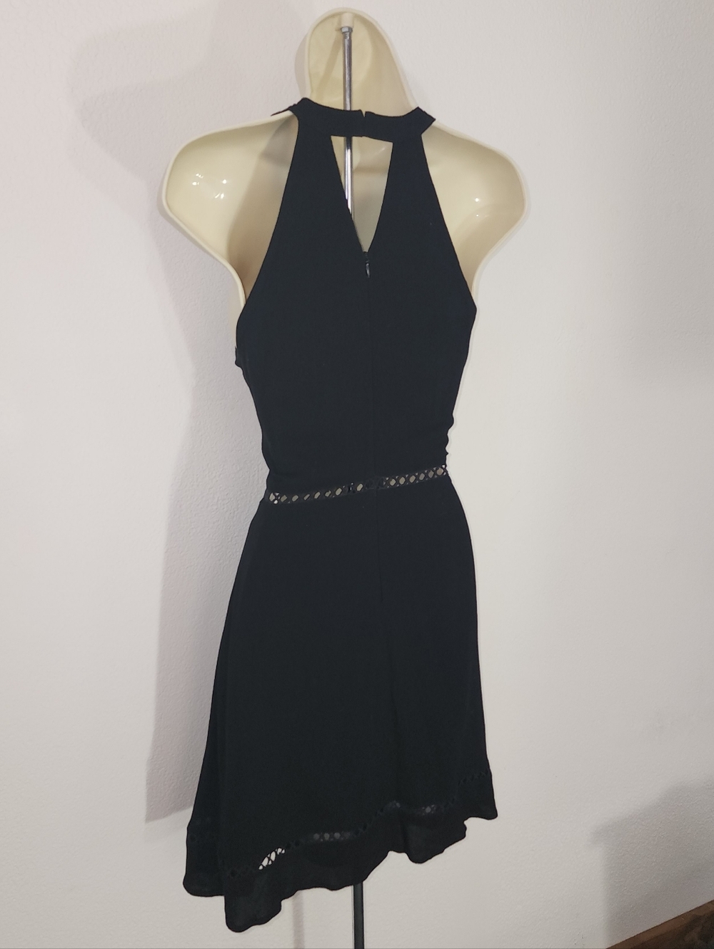Blue Rain Dress Halter Style Crochet Waist Black Size M - Picture 6 of 13